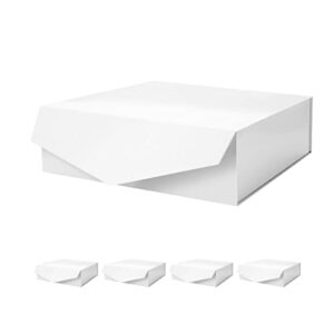 packhome 5 gift boxes 13.5x9x4.1 inches, large gift boxes with lids, bridesmaid proposal boxes, sturdy gift boxes, collapsible gift boxes with magnetic closure (glossy white)