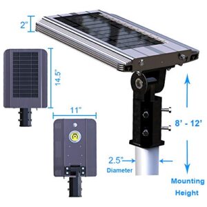 eLEDing World's 1st AI Solar Power Smart 1600LM CREE LED Street Light for Commercial Residential Parking Bike Paths Walkways Courtyard (10W)