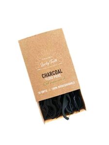 improved -biodegradable activated charcoal floss picks with organic peppermint oil, plastic free. zero waste - 50 unit