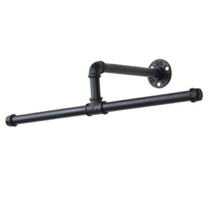 MyGift Matte Black Metal Hanging Clothes Rod, 20 Inch Industrial Pipe Garment Bar for Closet