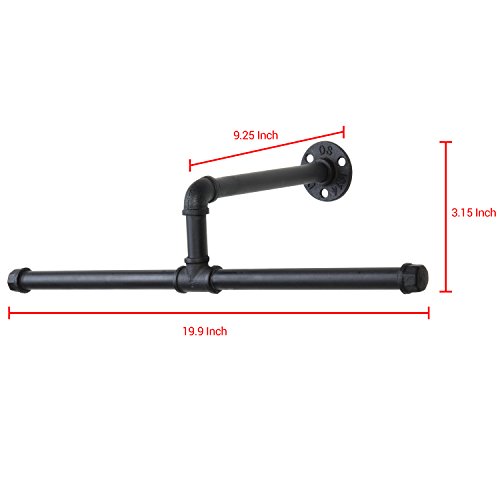 MyGift Matte Black Metal Hanging Clothes Rod, 20 Inch Industrial Pipe Garment Bar for Closet