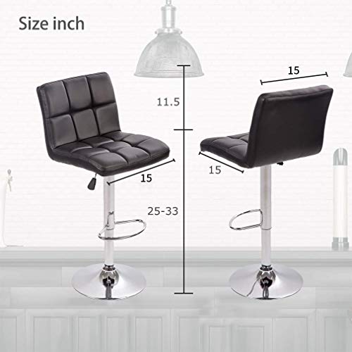 BestOffice Bar Stool Barstools Bar Chairs Counter Height Adjustable Swivel Stool with Back PU Leather Kitchen Counter Stools Set of 2 Dining Chairs (Black)