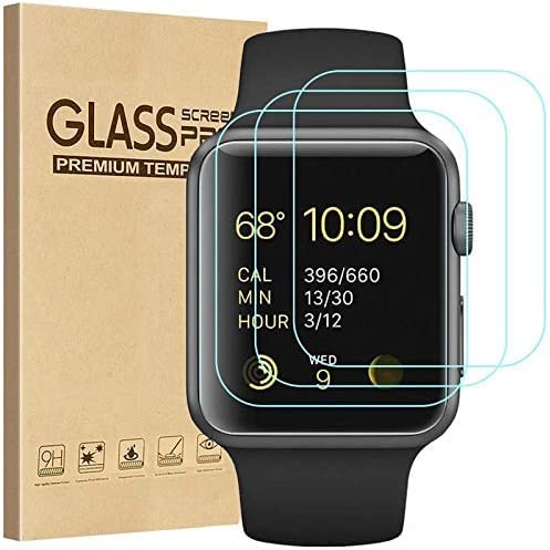 Tourist [3 Pack] Compatible for Apple Watch Tempered Glass Screen Protecto 38mm Series 3 / 2 / 1, 9H Hardness, Anti-scratch, Anti-fingerprint, Anti-bubble Easy Installation with Lifetime Replacements