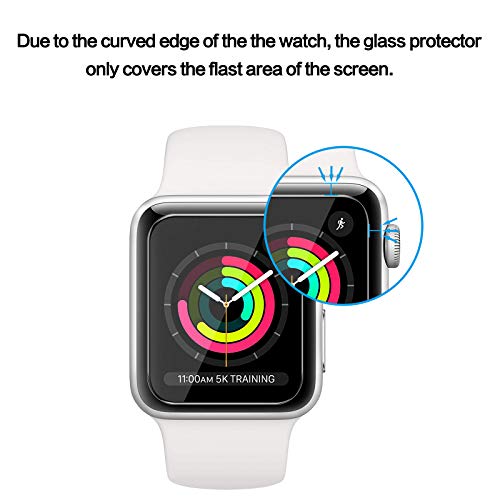 Tourist [3 Pack] Compatible for Apple Watch Tempered Glass Screen Protecto 38mm Series 3 / 2 / 1, 9H Hardness, Anti-scratch, Anti-fingerprint, Anti-bubble Easy Installation with Lifetime Replacements