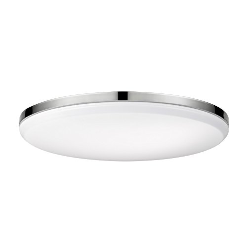 Globe Electric 65584 LED Integrated Flush Mount Ceiling Light Fixture, Chrome Finish, Frosted Shade, Energy Star Certified, Ultra Slim Design, Light Fixtures Ceiling Mount, Home Improvement