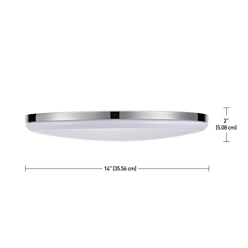 Globe Electric 65584 LED Integrated Flush Mount Ceiling Light Fixture, Chrome Finish, Frosted Shade, Energy Star Certified, Ultra Slim Design, Light Fixtures Ceiling Mount, Home Improvement