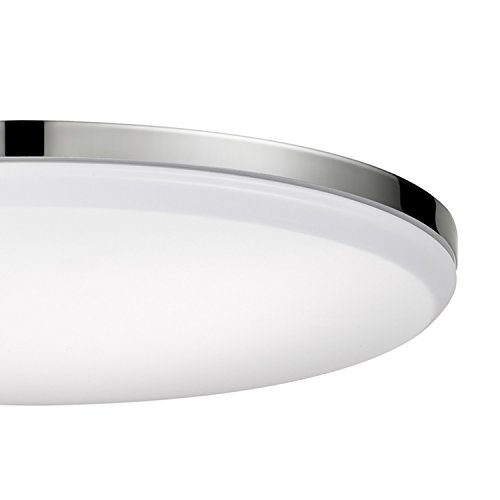 Globe Electric 65584 LED Integrated Flush Mount Ceiling Light Fixture, Chrome Finish, Frosted Shade, Energy Star Certified, Ultra Slim Design, Light Fixtures Ceiling Mount, Home Improvement