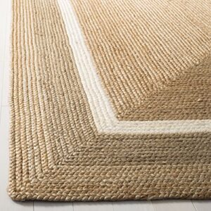 SAFAVIEH Natural Fiber Collection Area Rug - 8' x 10', Natural & Grey & Ivory, Handmade Farmhouse Boho Coastal Rustic Braided Jute, Ideal for High Traffic Areas in Living Room, Bedroom (NF883B)