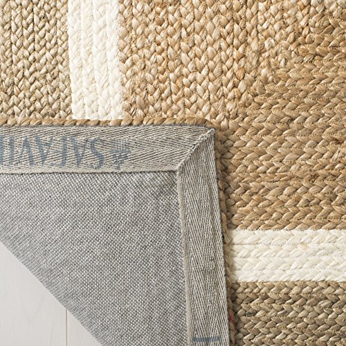 SAFAVIEH Natural Fiber Collection Area Rug - 8' x 10', Natural & Grey & Ivory, Handmade Farmhouse Boho Coastal Rustic Braided Jute, Ideal for High Traffic Areas in Living Room, Bedroom (NF883B)