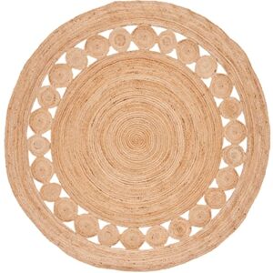 SAFAVIEH Natural Fiber Collection Area Rug - 4' Round, Natural, Handmade Boho Charm Farmhouse Jute, Ideal for High Traffic Areas in Living Room, Bedroom (NF364A)