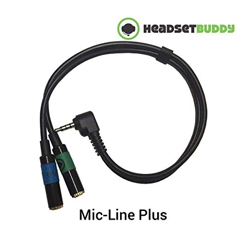 Headset Buddy Line-Level Input Audio Plus Headphone Monitoring with Built in Attenuator Adapter for iPhone, Smartphones (Mic-Line Plus)