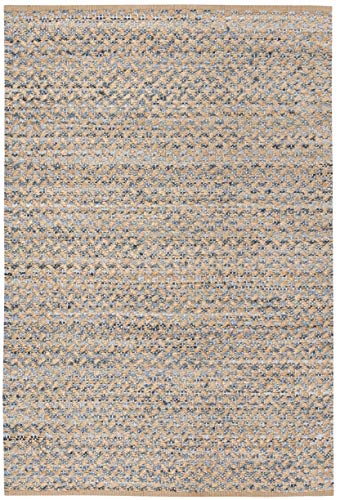 SAFAVIEH Cape Cod Collection Accent Rug - 4' x 6', Blue & Natural, Handmade Boho Braided Jute, Ideal for High Traffic Areas in Entryway, Living Room, Bedroom (CAP305M)