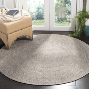 safavieh braided collection area rug - 3' round, ivory & beige, handmade country rustic farmhouse reversible cotton, ideal for high traffic areas in living room, bedroom (brd256b)