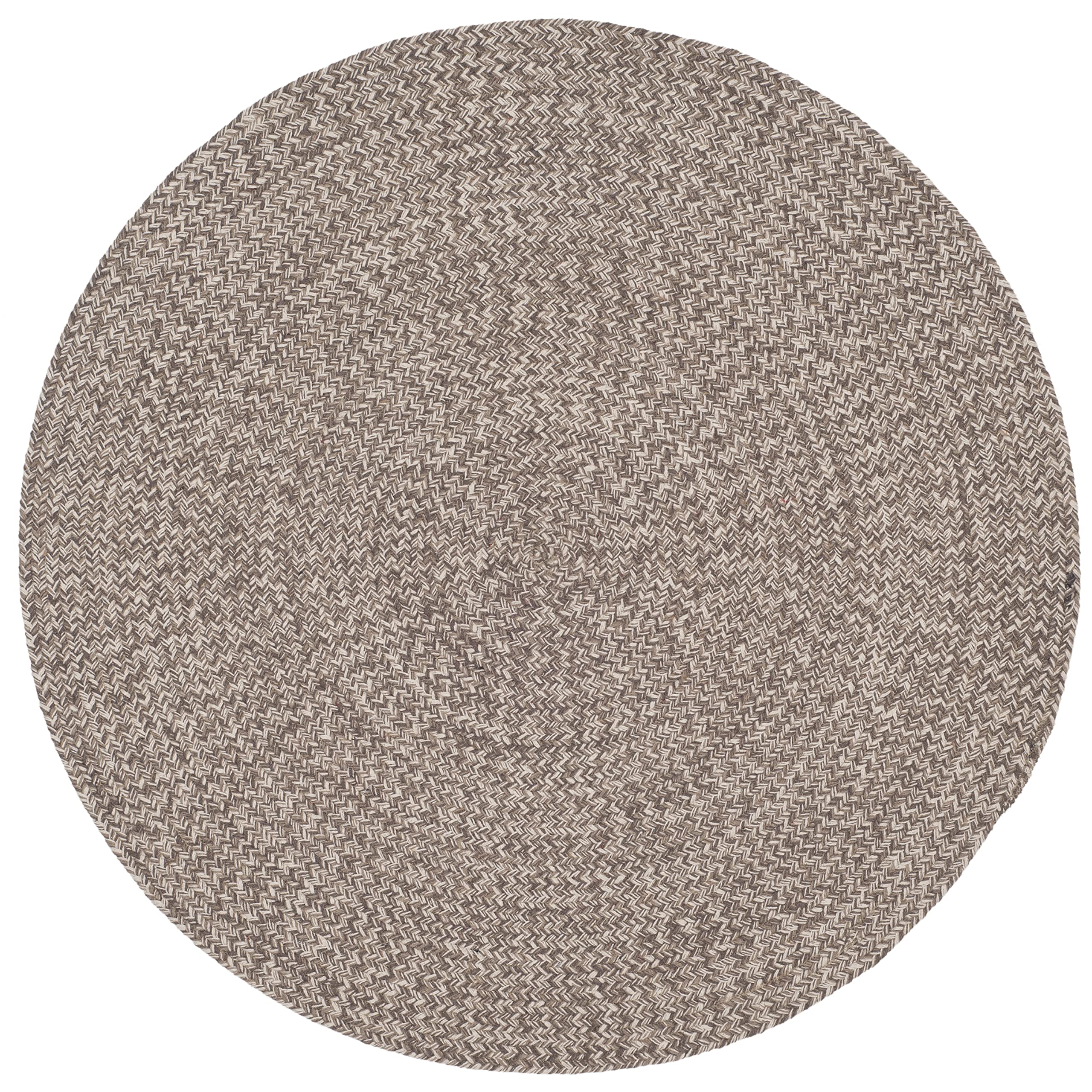 SAFAVIEH Braided Collection Area Rug - 3' Round, Ivory & Beige, Handmade Country Rustic Farmhouse Reversible Cotton, Ideal for High Traffic Areas in Living Room, Bedroom (BRD256B)