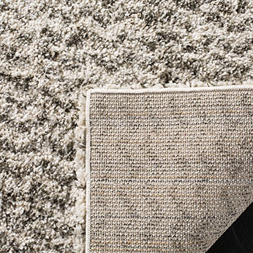 SAFAVIEH Hudson Shag Collection Area Rug - 9' x 12', Ivory & Grey, Chevron Design, Non-Shedding & Easy Care, 2-inch Thick Ideal for High Traffic Areas in Living Room, Bedroom (SGH330A)