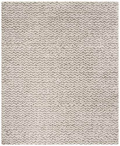 SAFAVIEH Hudson Shag Collection Area Rug - 9' x 12', Ivory & Grey, Chevron Design, Non-Shedding & Easy Care, 2-inch Thick Ideal for High Traffic Areas in Living Room, Bedroom (SGH330A)