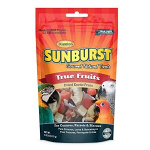 higgins sunburst true fruits treats for conures, parrots and macaws