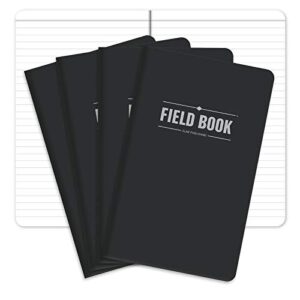 field notebook/journal - 5"x8" - black - lined memo book - pack of 4