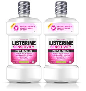 listerine sensitivity mouthwash, fresh mint, 500 ml, 2 count