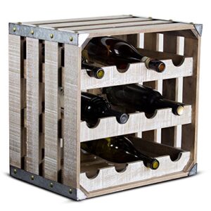 american art décor white wood 12 bottle wine rack storage crate