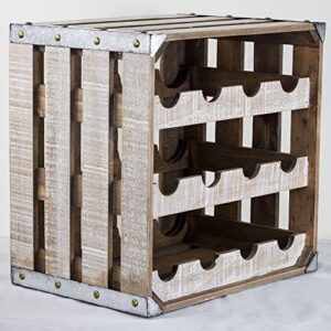 American Art Décor White Wood 12 Bottle Wine Rack Storage Crate