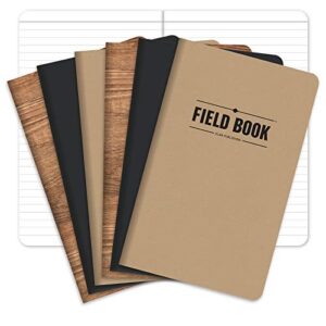 field notebook/journal - 5"x8" - combo colors - lined memo book - pack of 6