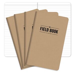 elan publishing company field notebook / journal - 5"x8" - kraft - lined memo book - pack of 4