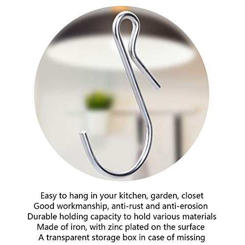 TOODOO Hanging Hooks S Shaped Metal Hooks Clip Hangers with Storage Box for Bathroom Bedroom Office (20)