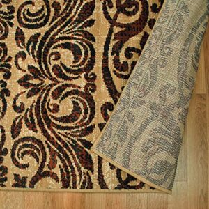 SUPERIOR Sheffield Modern Oriental Damask Polypropylene Indoor Area Rug, 8' X 10' Gold