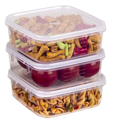 Décor Tellfresh Food Storage Pantry Container | Ideal for Meal Prep | BPA Free | Dishwasher, Freezer & Microwave Safe, Polypropylene, 500ml 3 Pack