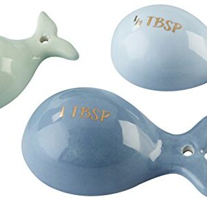 Kate Aspen Ceramic Whale Shaped Set | Tablespoon, Half Tablespoon & Teaspoon Measuring Spoons, One Size, Blue and Gold