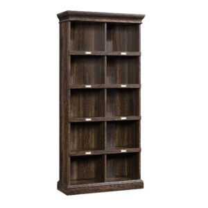 sauder barrister lane tall bookcase, iron oak finish