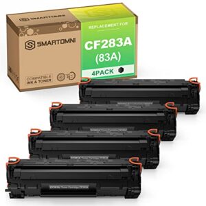s smartomni compatible toner cartridge replacement for hp 83a cf283a (4-pack,black), for use with hp mfp m225dn m225dw m127fw m127fn m201dw m201n m125nw m125a printer series
