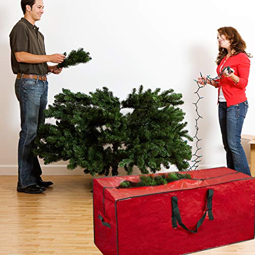 ProPik Christmas Tree Storage Bag | Fits Up to 7 ft. Tall Disassembled Tree | 45" x 15" x 20" Holiday Artificial Tree Storage Case | Perfect Xmas Storage Container with Handles and Sleek Zipper (Red)