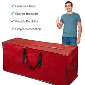 ProPik Christmas Tree Storage Bag | Fits Up to 7 ft. Tall Disassembled Tree | 45" x 15" x 20" Holiday Artificial Tree Storage Case | Perfect Xmas Storage Container with Handles and Sleek Zipper (Red)