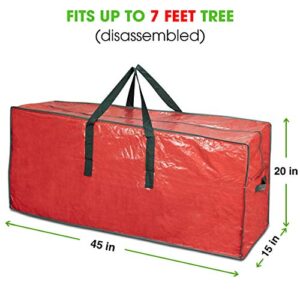 ProPik Christmas Tree Storage Bag | Fits Up to 7 ft. Tall Disassembled Tree | 45" x 15" x 20" Holiday Artificial Tree Storage Case | Perfect Xmas Storage Container with Handles and Sleek Zipper (Red)