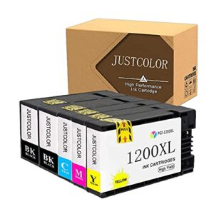 justcolor compatible ink cartridge replacement for canon pgi-1200xl pgi-1200 xl 1200xl use with maxify mb2320 mb2020 mb2350 mb2050 mb2120 mb2720 printer (2 black, 1 cyan, 1 magenta, 1 yellow, 5 pack)