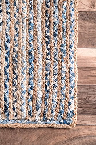 nuLOOM Dara Striped Jute Area Rug, 6 ft x 9 ft, Blue