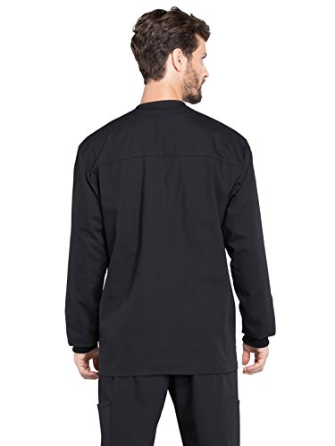 Cherokee Men's Snap Front Jacket with Long Sleeve Rib-Knit Collar and Cuffs Plus Size WW360, 2XL, Black