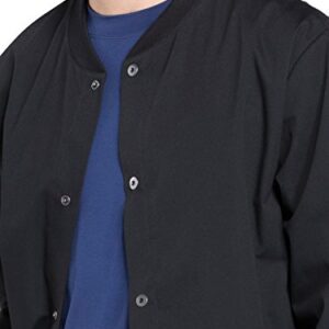 Cherokee Men's Snap Front Jacket with Long Sleeve Rib-Knit Collar and Cuffs Plus Size WW360, 2XL, Black