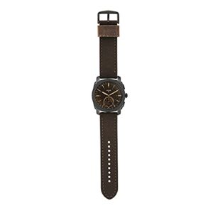 Fossil Men's 45mm Machine Stainless Steel and Leather Hybrid Smart Watch, Color: Black, Brown (Model: FTW1163)