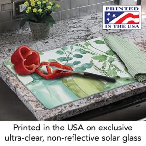 CounterArt Greenery 3mm Heat Tolerant Tempered Glass Cutting Board 15” x 12” Manufactured in the USA Dishwasher Safe