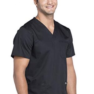 Cherokee V- Neck Men's Scrubs Top with Pockets WW670, L, Black