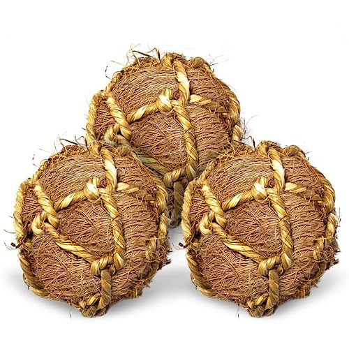 SunGrow Guinea Pig Coconut Fiber Balls, Improves Dental Health, Environment Friendly, Stress Reliever, Ideal for Chew Toy for Rabbits, Chinchilla & Kitten