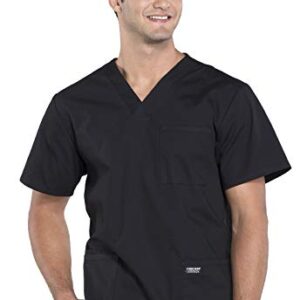 Cherokee Scrubs for Men Workwear Professionals V-Neck Four-Pocket Scrub Top WW695, L, Black