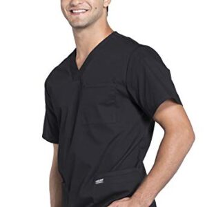 Cherokee Scrubs for Men Workwear Professionals V-Neck Four-Pocket Scrub Top WW695, L, Black