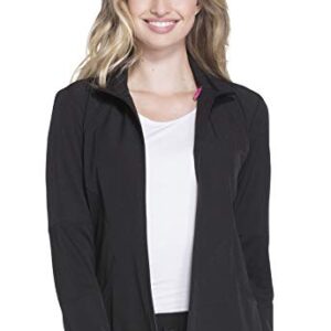 HeartSoul Break On Through Women Zip Front Warm Up Scrubs Jacket HS315, M, Black