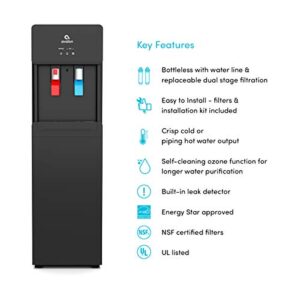 Avalon A7BOTTLELESSBLK Self Cleaning Touchless Bottleless Cooler Dispenser-Hot & Cold Water Child Safety Lock, UL/Energy Star, Black