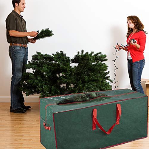 Propik Christmas Tree Storage Bag | Fits Up to 9 Ft. Tall Disassembled Tree | 65” X 15” X 30” Holiday Tree Storage Case | Xmas Storage Container with Handles and Sleek Zipper (Green)