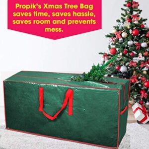 Propik Christmas Tree Storage Bag | Fits Up to 9 Ft. Tall Disassembled Tree | 65” X 15” X 30” Holiday Tree Storage Case | Xmas Storage Container with Handles and Sleek Zipper (Green)